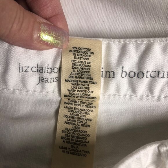 Liz Claiborne White Jeans Womens Size 10 Slim Bootcut Stitched Pockets Pants - Picture 6 of 7